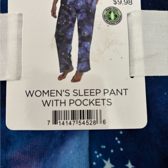 Women's Blue Starry Sleep Pants with Pockets-medium - Picture 2 of 4